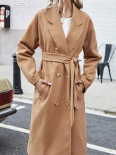 Mittellanger zweireihiger Wollmantel mit Cardigan-Träger für Herbst und Winter